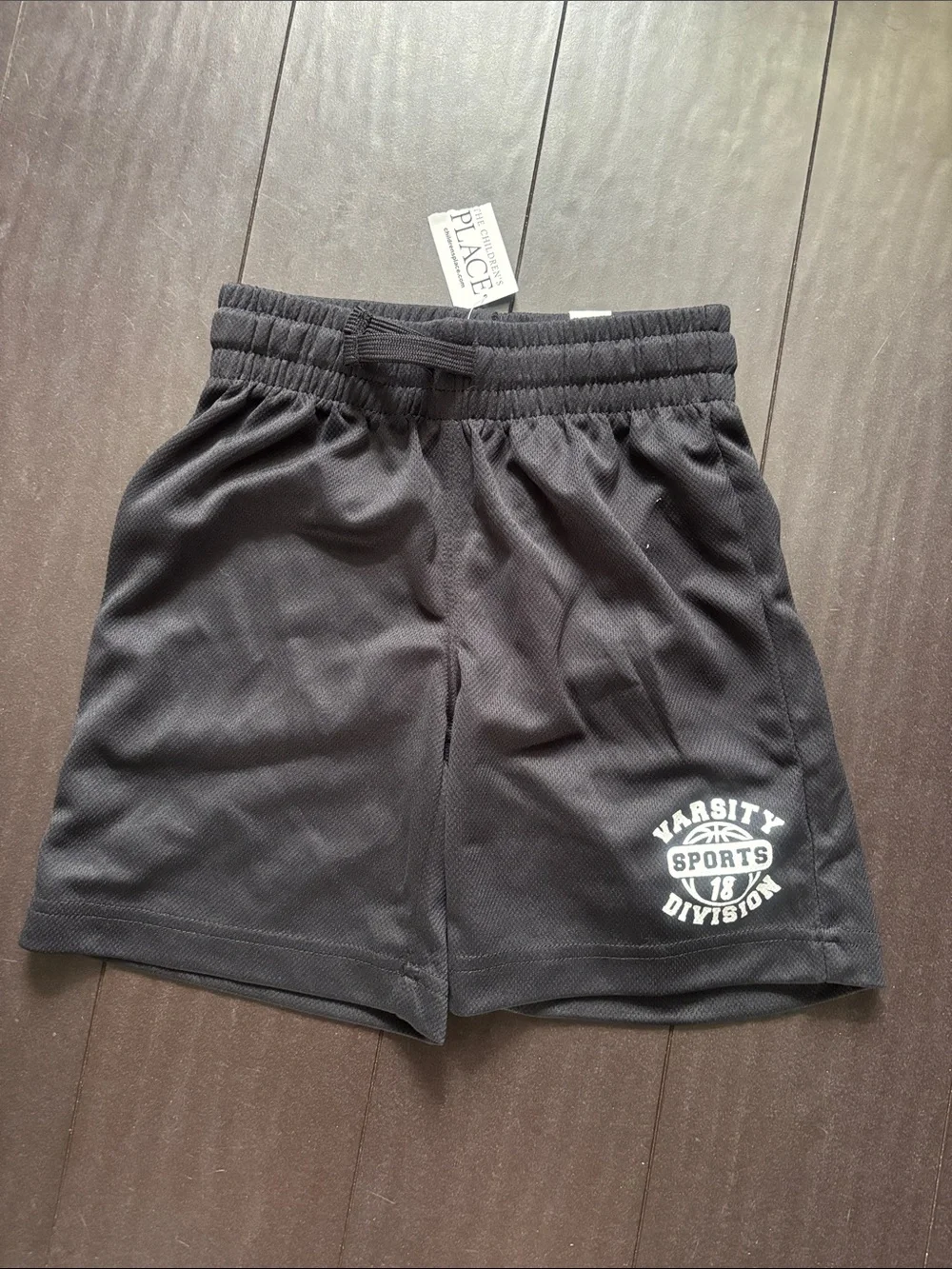 The Children's Place Black Varsity Sports Shorts with White Logo